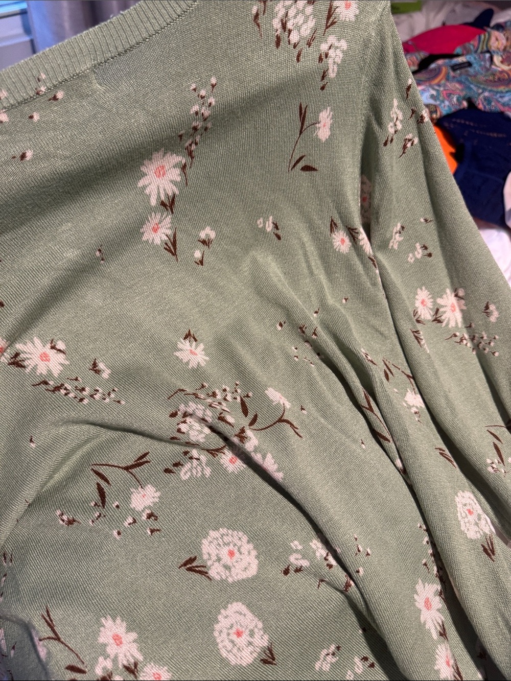 Daniel Rainn Sage Green Floral Crew Sweater - Picture 5 of 5